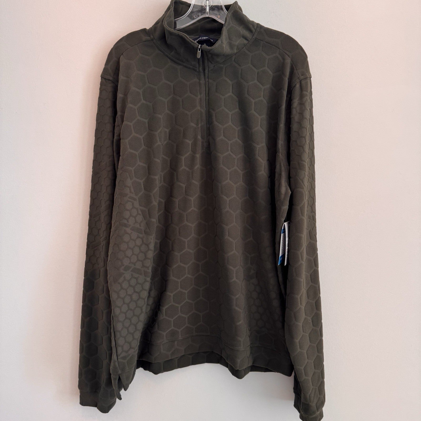 Urban Frontier Mens XL Honeycomb Fleece 1/4 Zip Pullover Jacket Green NWT