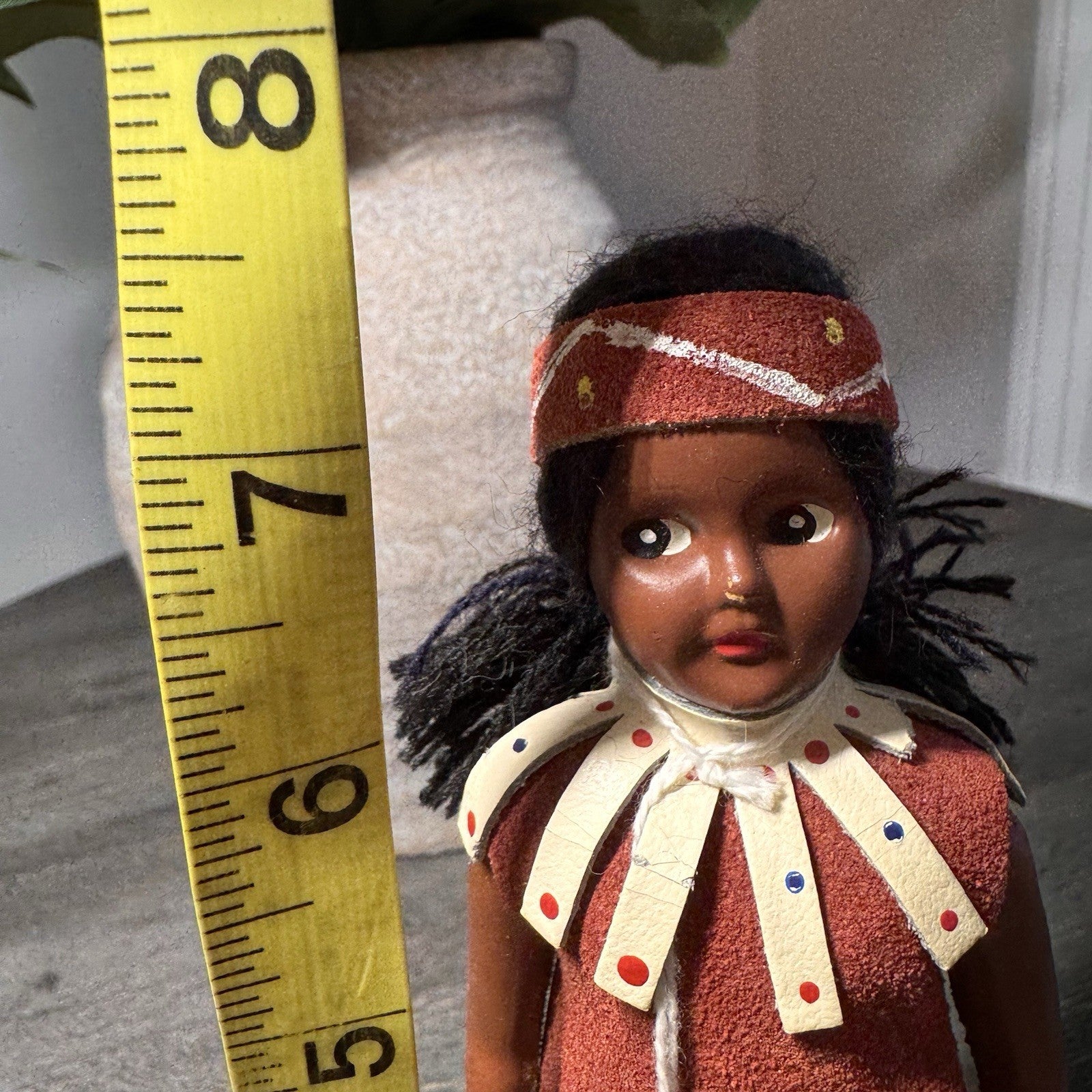 Vintage Indien Art Eskimo Doll Saint-Tite Quebec Canada Leather Suede 7.5" Tag
