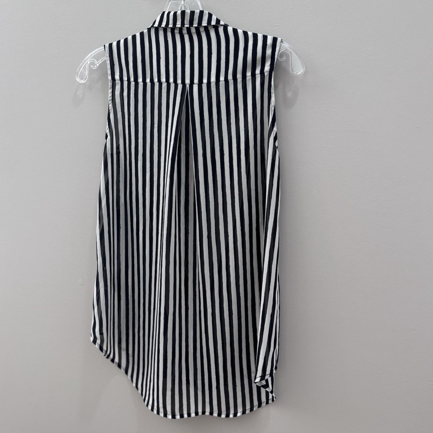 H&M Black White Vertical Stripe Sleeveless Button Down Blouse Top Sz 2