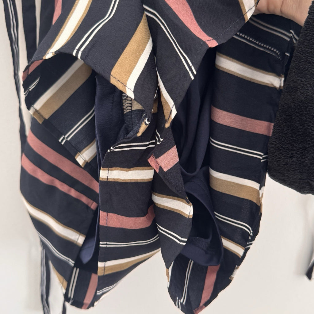 She + Sky Striped Romper Women's Size S Puff Sleeve Off the Shoulder Boho