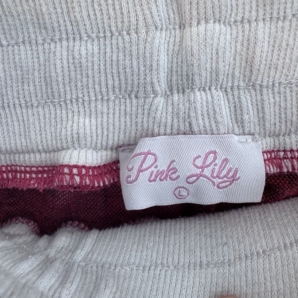 Pink Lily Women’s Pink Plaid Jogger Lounge Pajama Pants Size L Drawstring Cozy