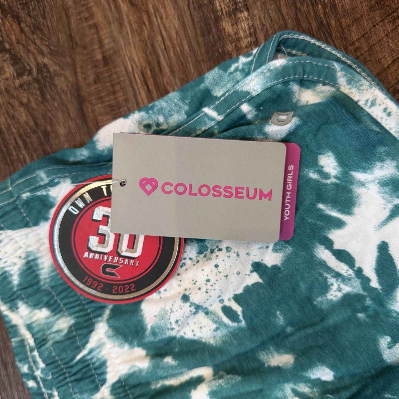Colosseum Girls XL Tie-Dye Shorts Blue White Lounge NWT Drawstring Waist $16 