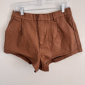 Free People Vegan Leather Shorts Brown Cognac High Waisted Pull-On Medium M