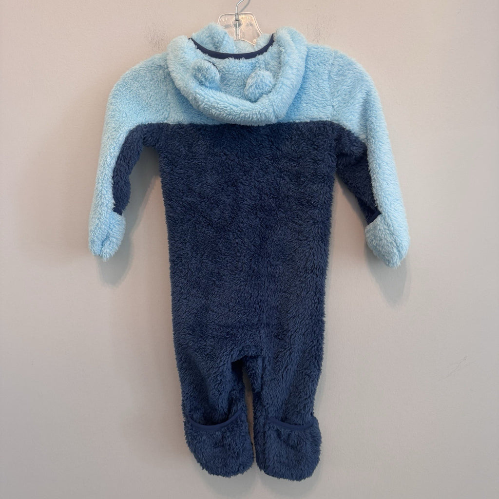 NWT The North Face Baby Bear 1PC Fleece Bunting 12-18M Blue Hooded