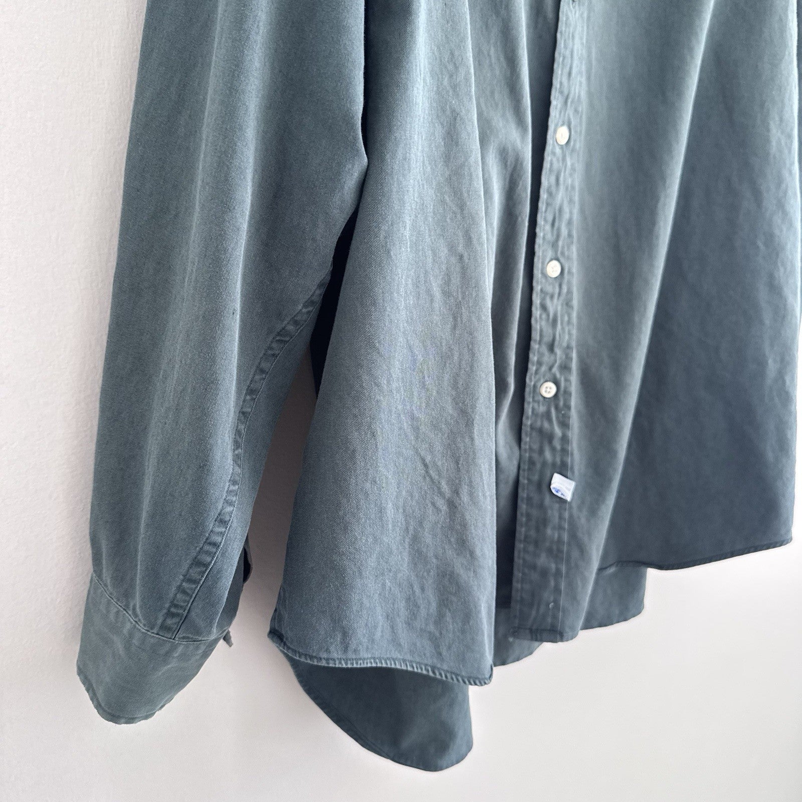 Ralph Lauren XL Green Button Down Shirt Pink Pony 100% Cotton