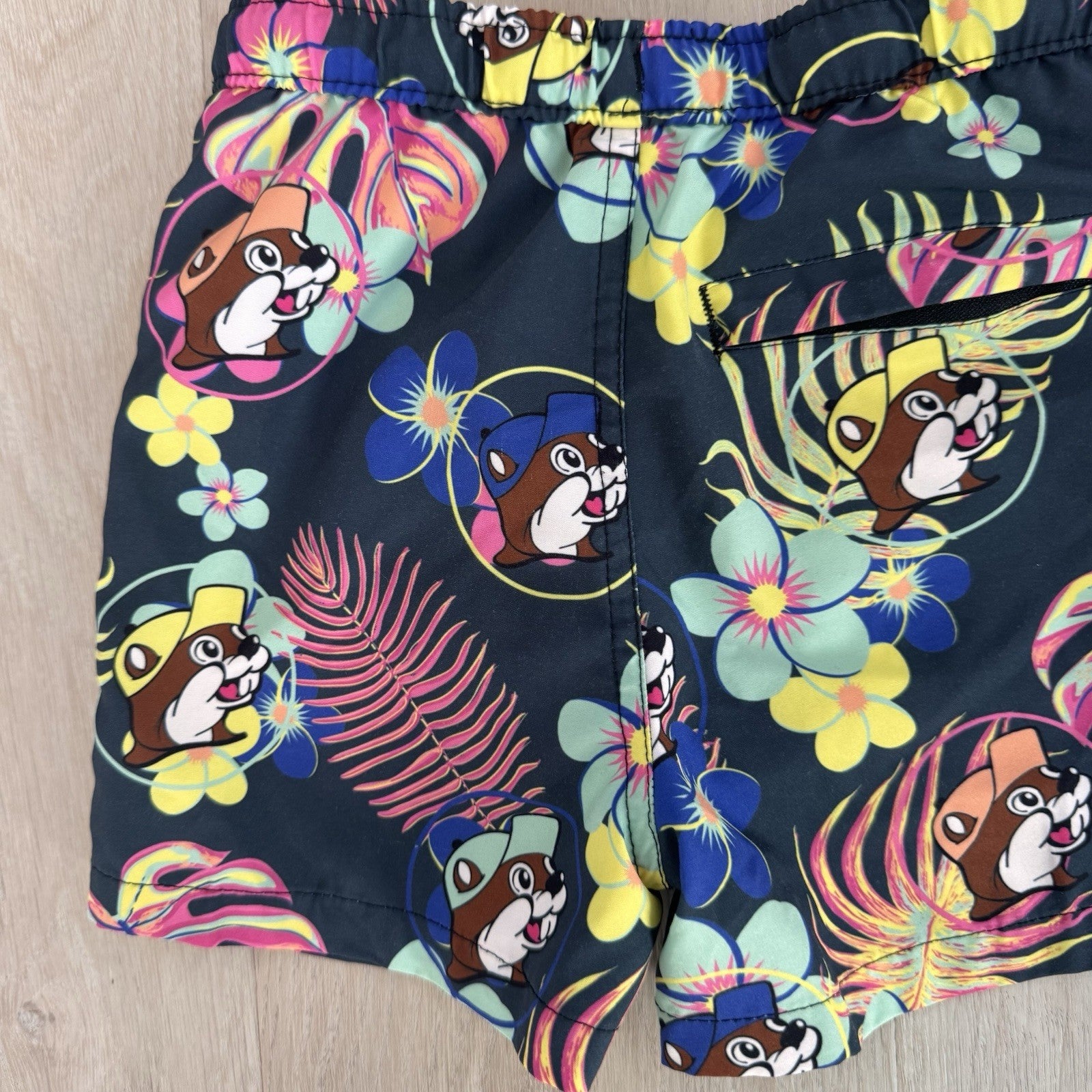 Buc-ee's Boys Swim Trunks Size 4T Tropical Floral Beaver Print Board Shorts