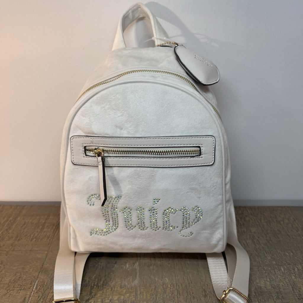 Juicy Couture Angel Big Spender Backpack White Velour Rhinestone NWT Y2k $100