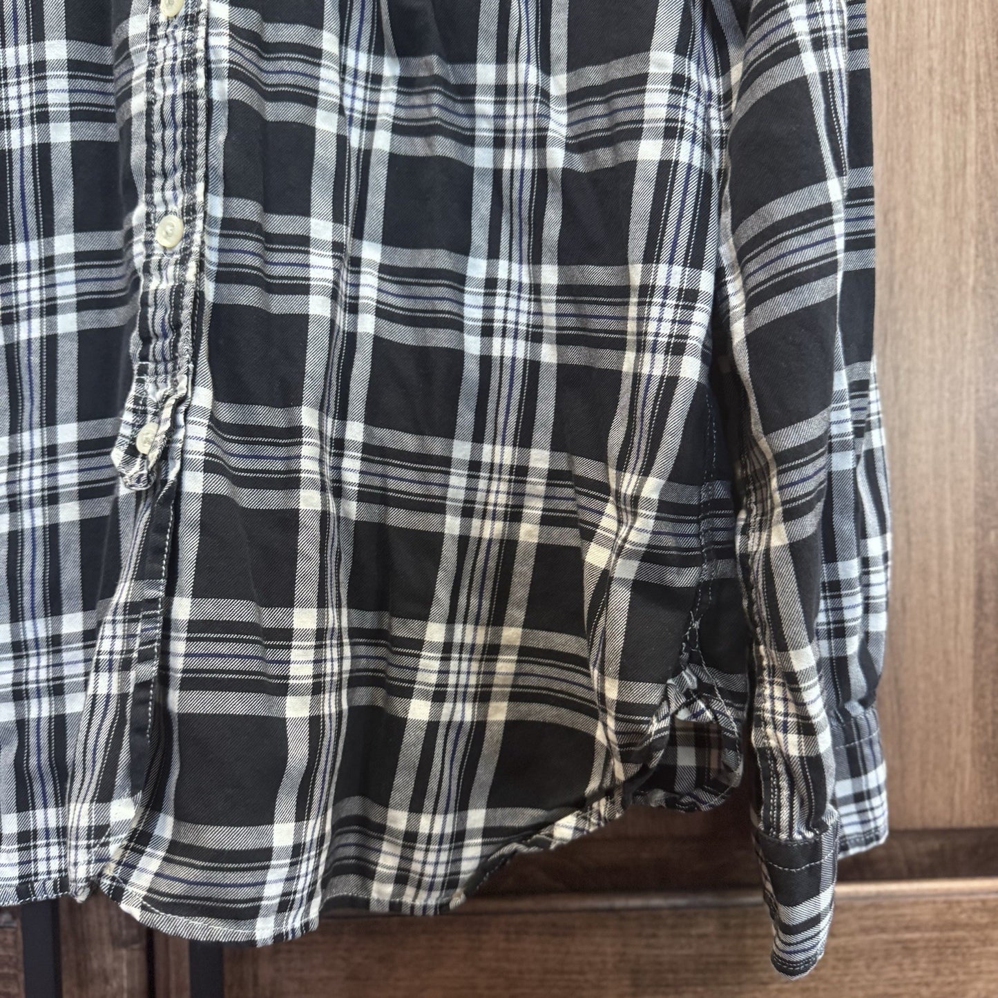 Lauren Ralph Lauren Plaid Button Down Shirt Women’s Large Black White