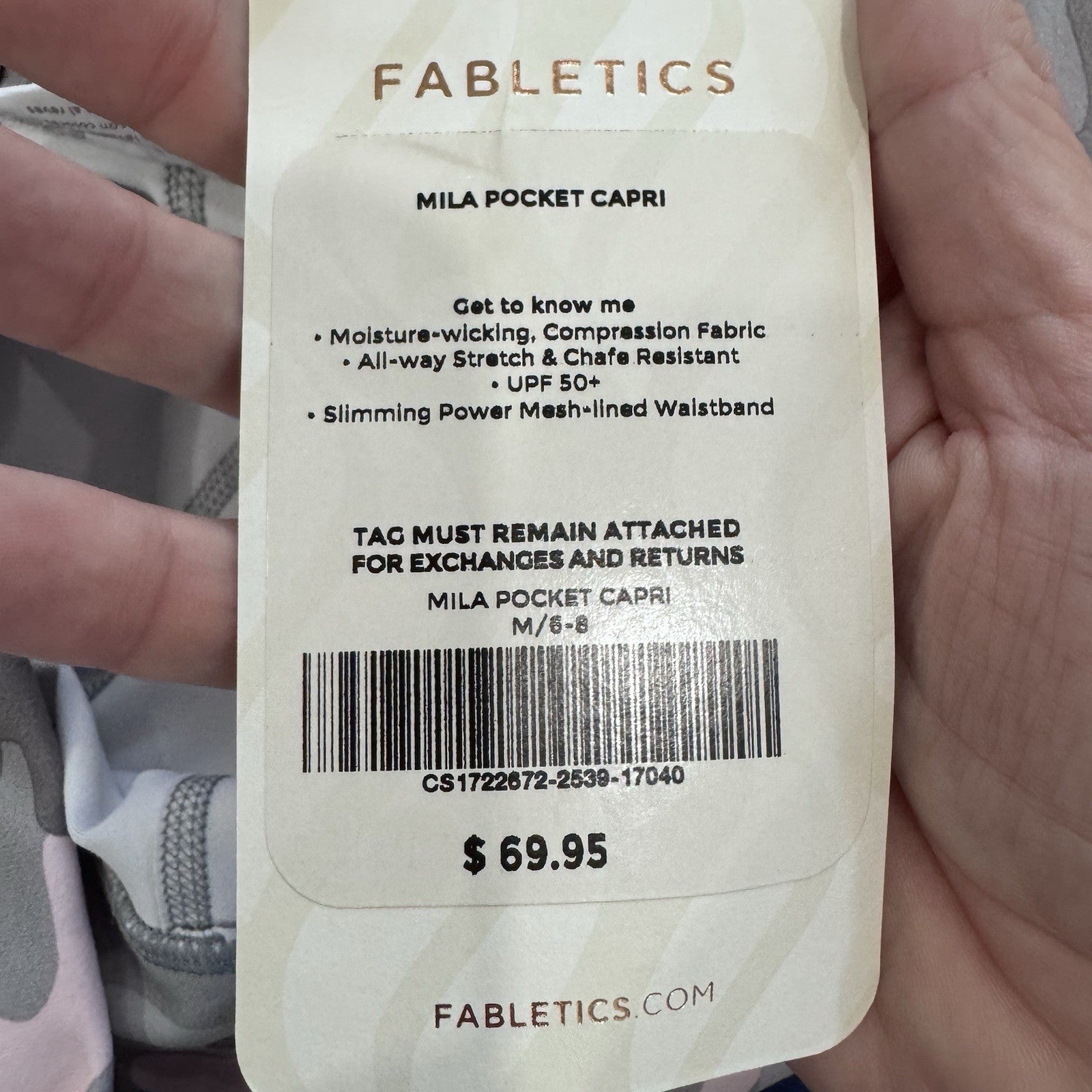 NWT Fabletics Mila Pocket Capri Leggings Camo Pink Gray M PowerHold