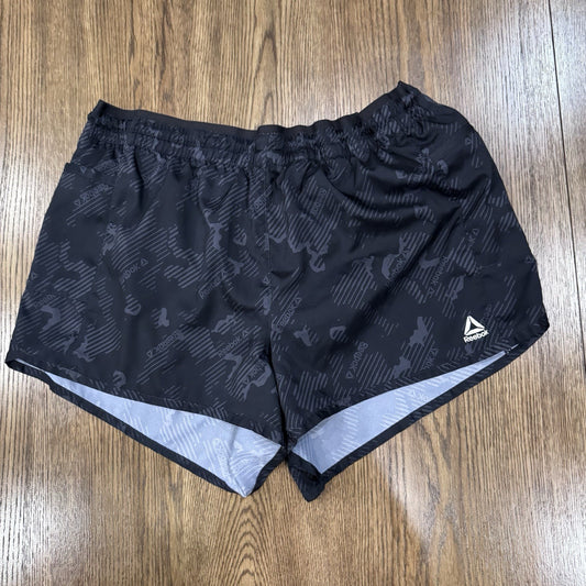 Reebok Women’s Running Shorts XL Black Reflective Logo Zip Pocket Liner