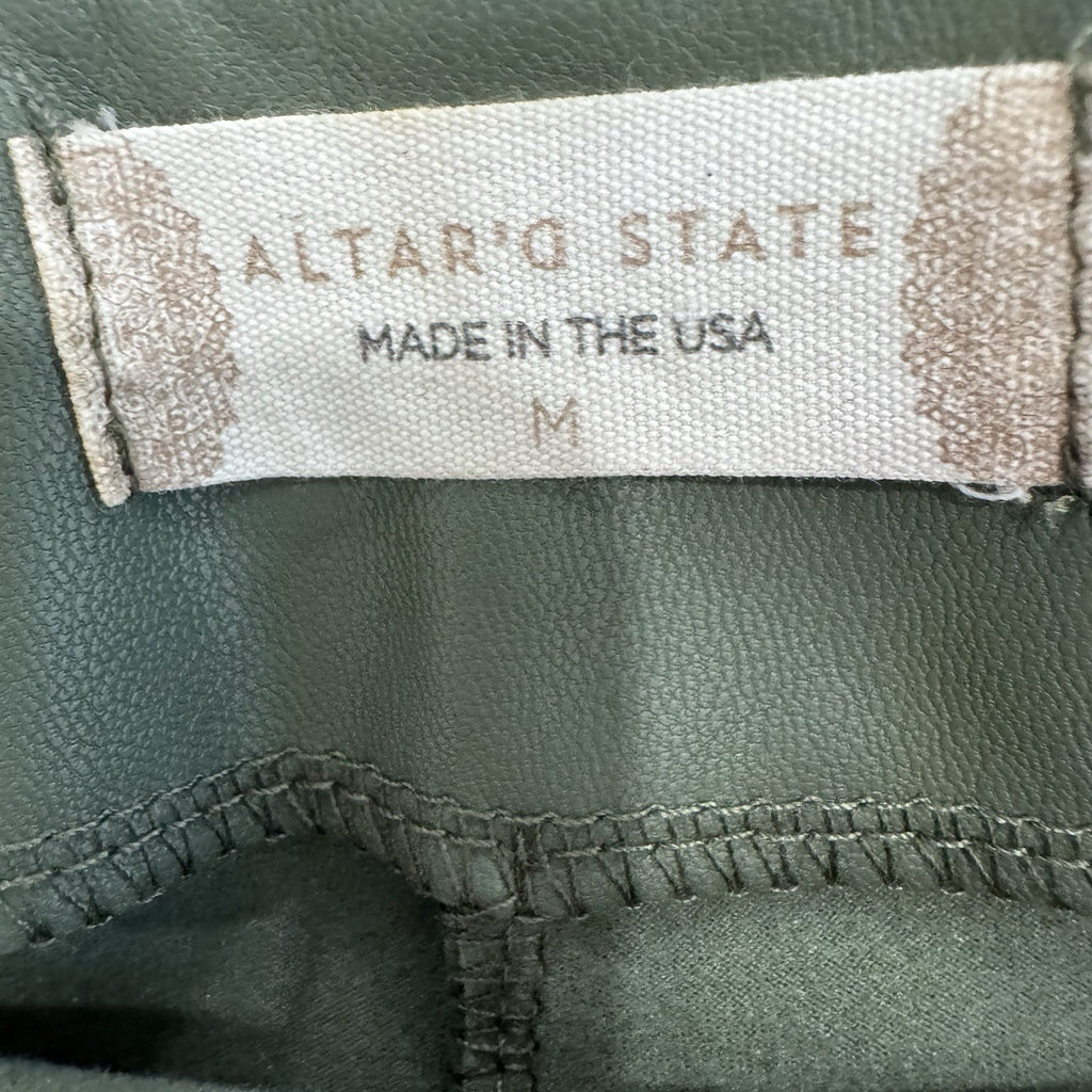 Altar’d State Olive Faux Leather Skort Skirt Shorts M Wrap Mini USA