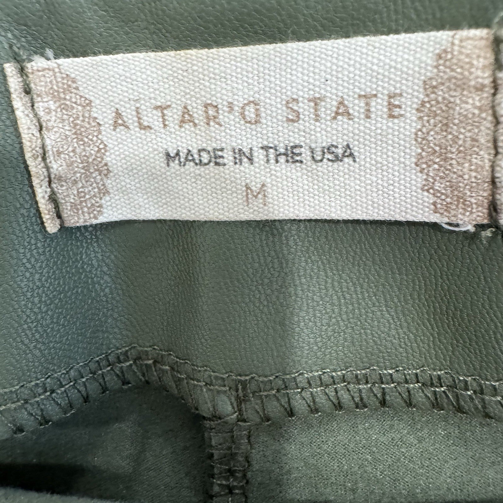 Altar’d State Olive Faux Leather Skort Skirt Shorts M Wrap Mini USA