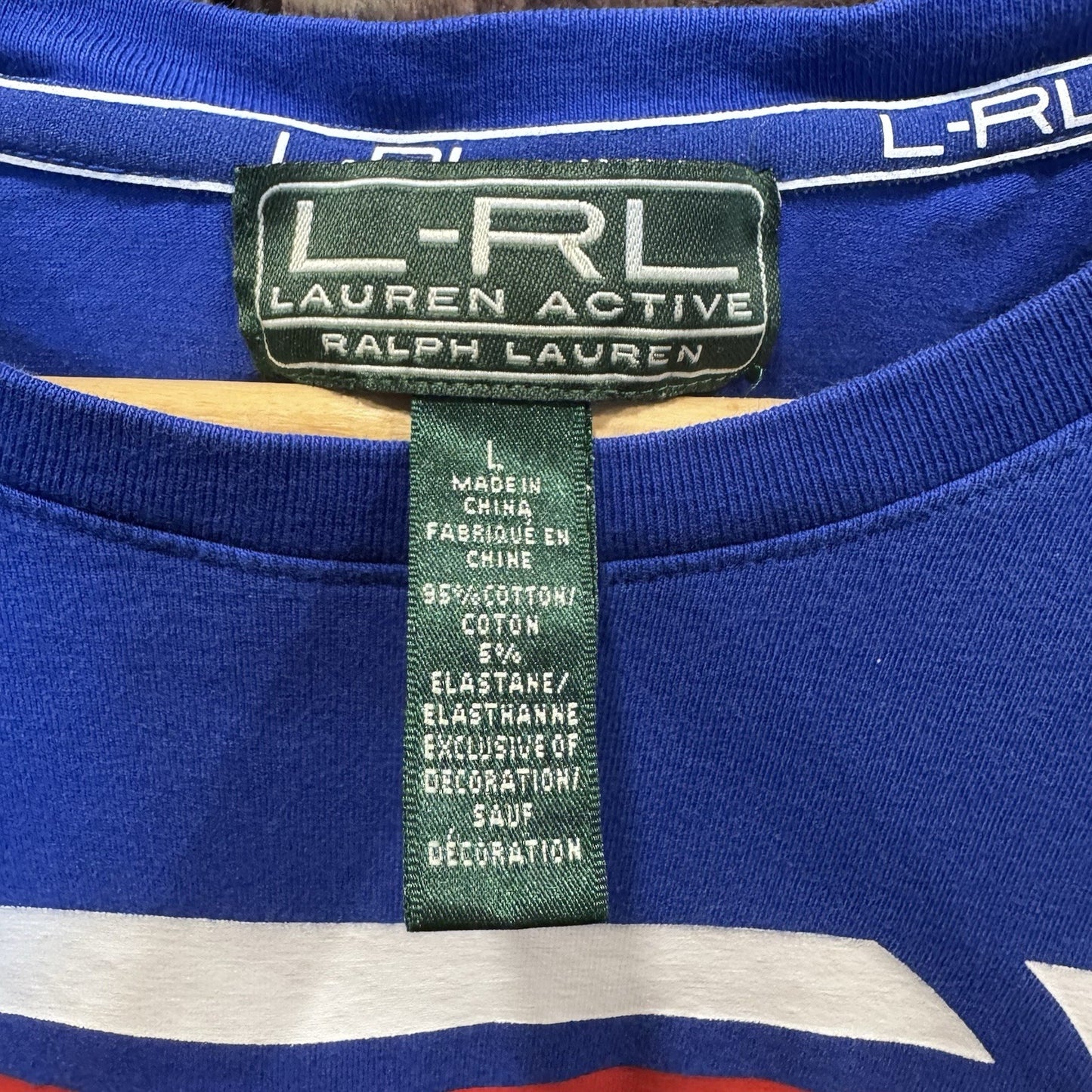 Lauren Active Ralph Lauren Blue Logo Long Sleeve Shirt Size L Cotton Blend