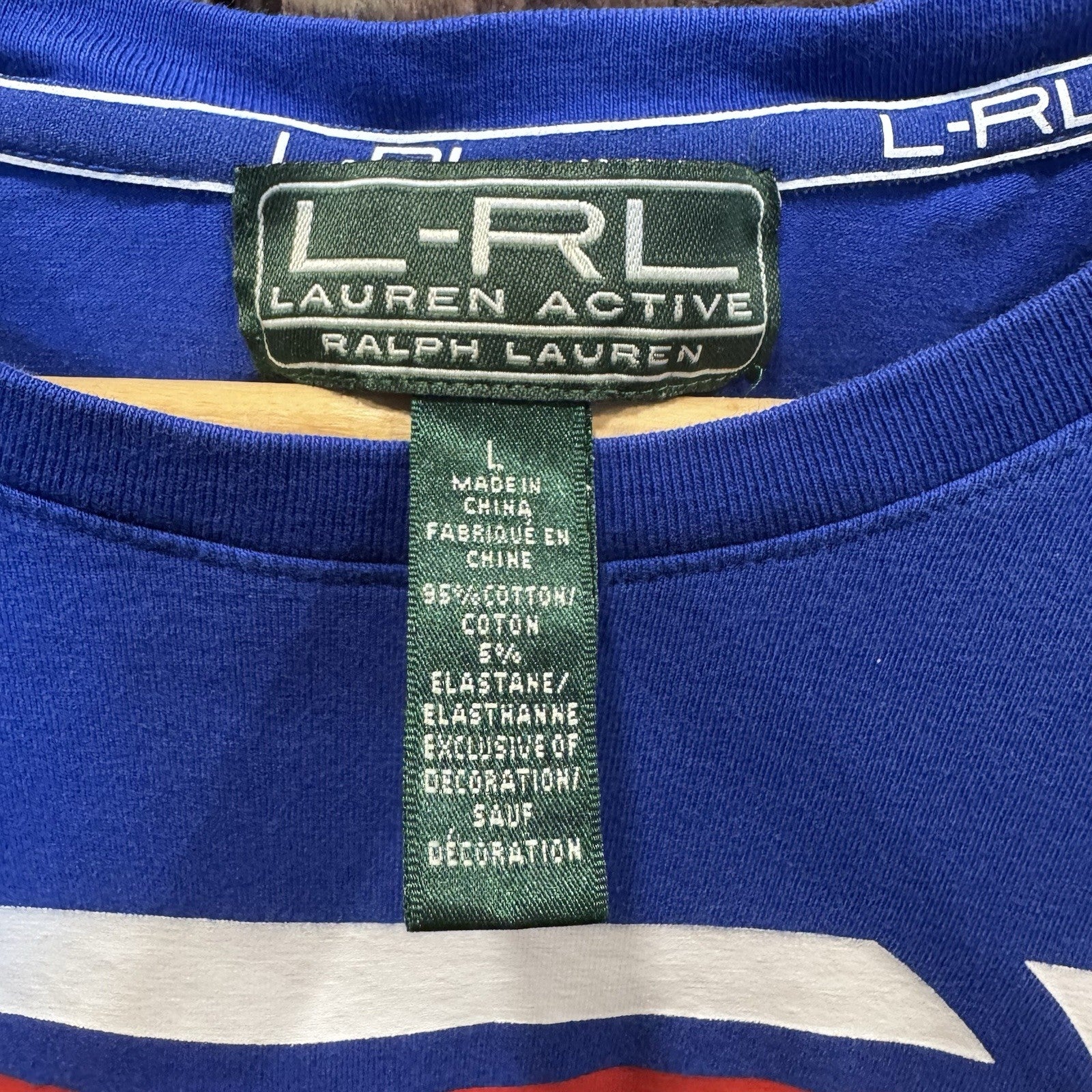 Lauren Active Ralph Lauren Blue Logo Long Sleeve Shirt Size L Cotton Blend