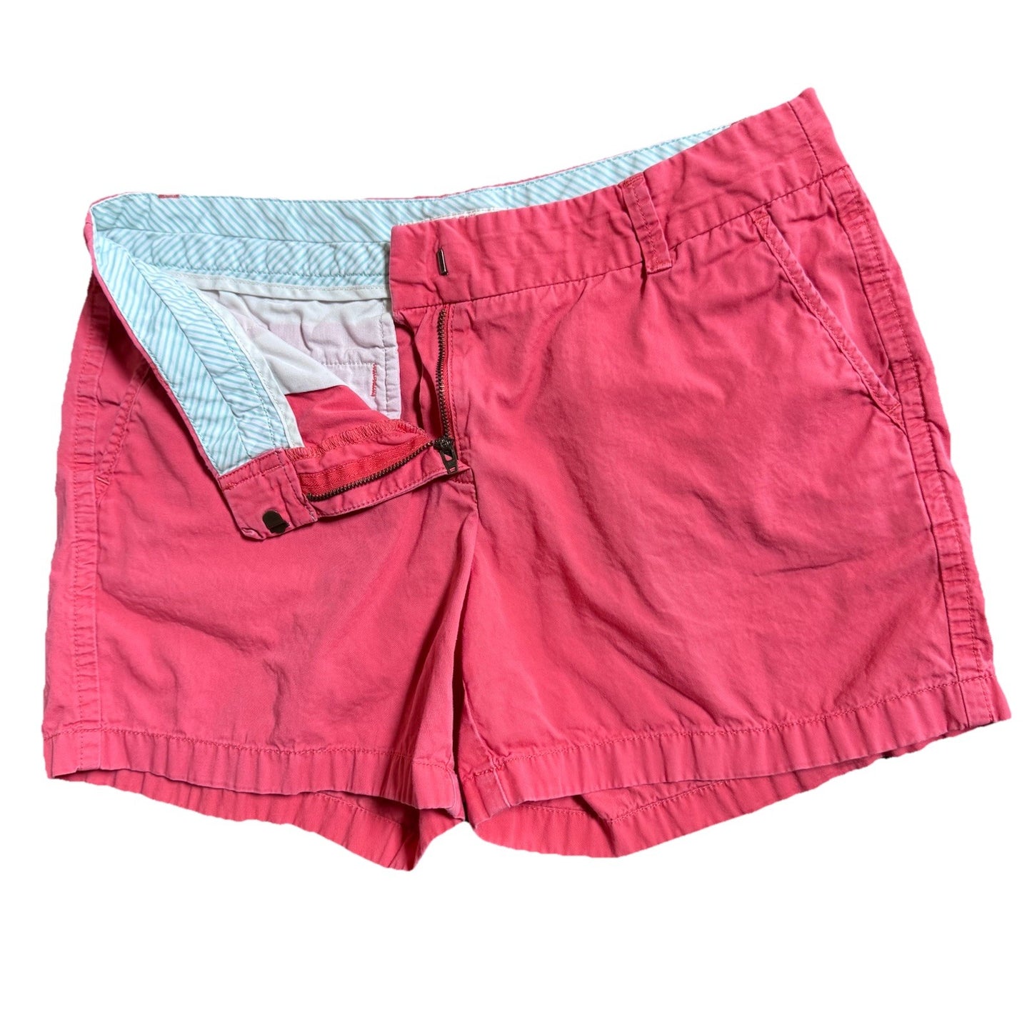 J.Crew Women’s Chino Shorts Size 8 Coral Pink Broken-In 100% Cotton Summer Style