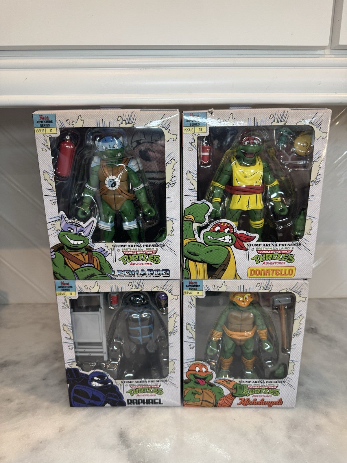 TMNT Adventures 4 Figure Set Raphael Leonardo Donatello Michelangelo Stump Arena
