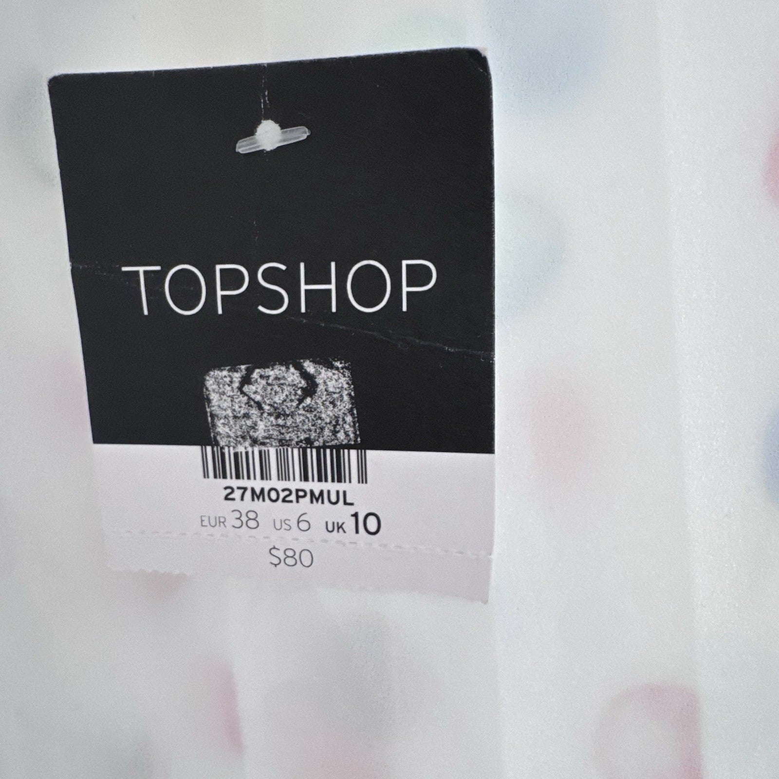 Topshop Pleated Polka Dot Midi Skirt US 6 White Multicolor Sheer NWT