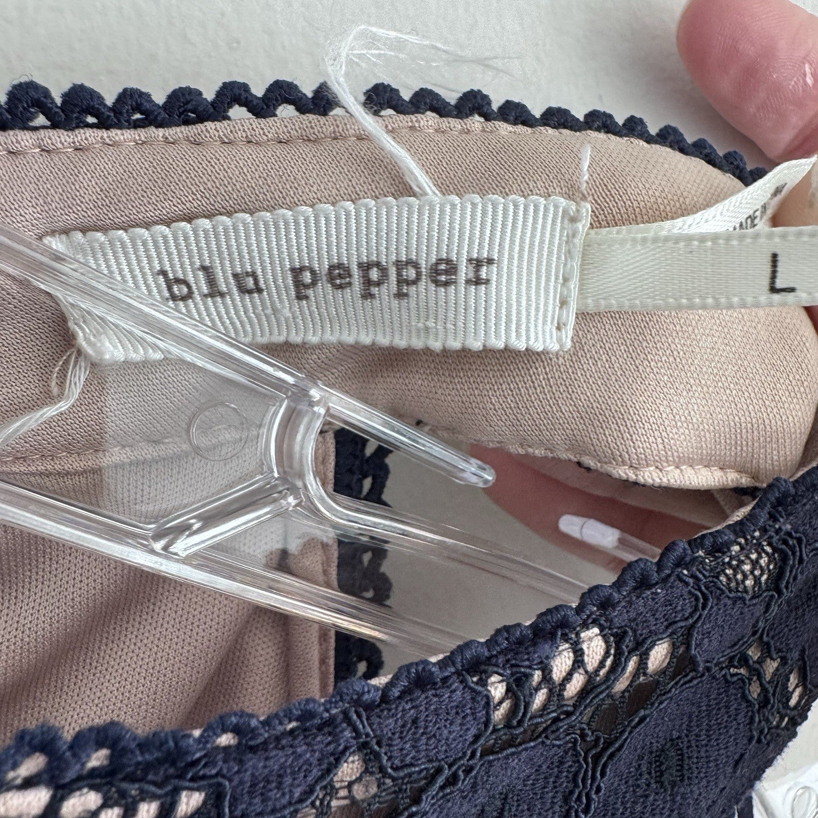 Blu Pepper Navy Lace Halter Dress L Nude Lining B8SD1112 Cocktail