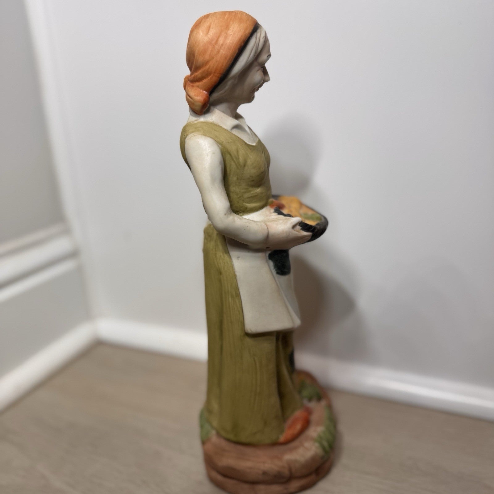 Vintage UCGC Old Couple Figurine Lot Porcelain Farmer & Wife Rustic Harvest 12"