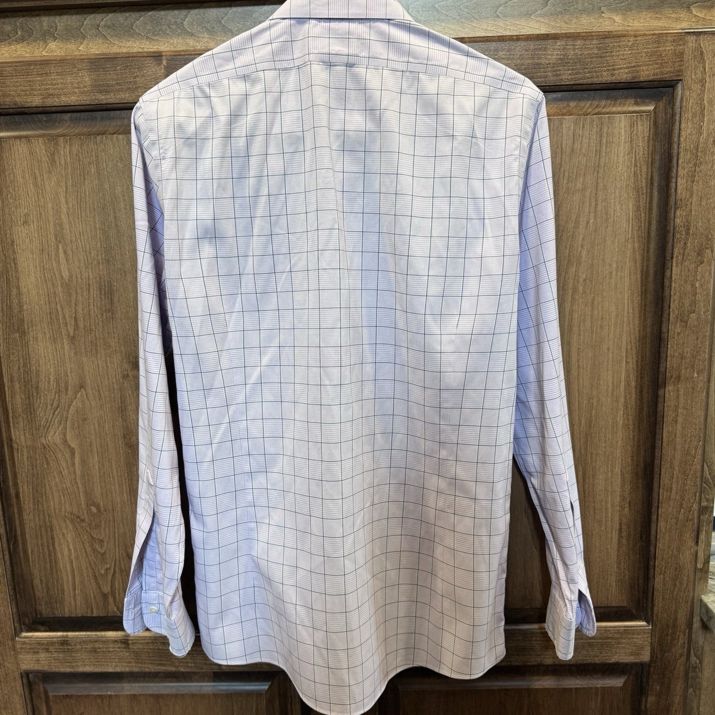 Brooks Brothers Milano Fit Dress Shirt 14.5-32 Purple Grid Check Non-Iron Supima