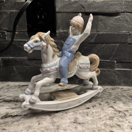 VTG Paul Sebastian Porcelain “Boy On Rocking Horse " Figurine 1991 Size: 7"x 7"