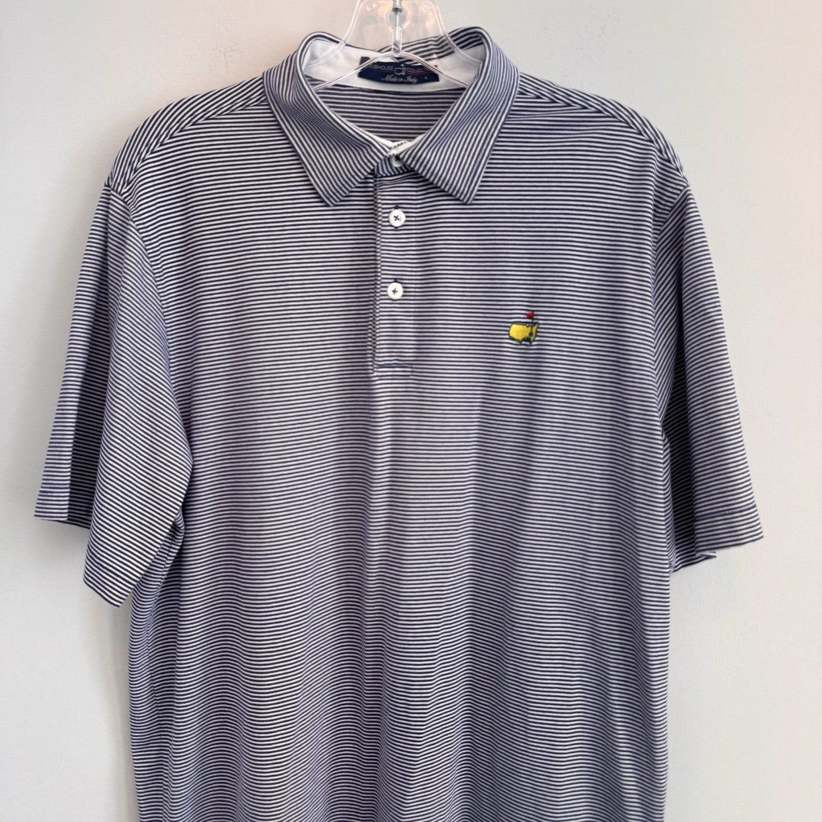 Masters Clubhouse Collection Polo Shirt Men’s L Blue Stripe Augusta Golf