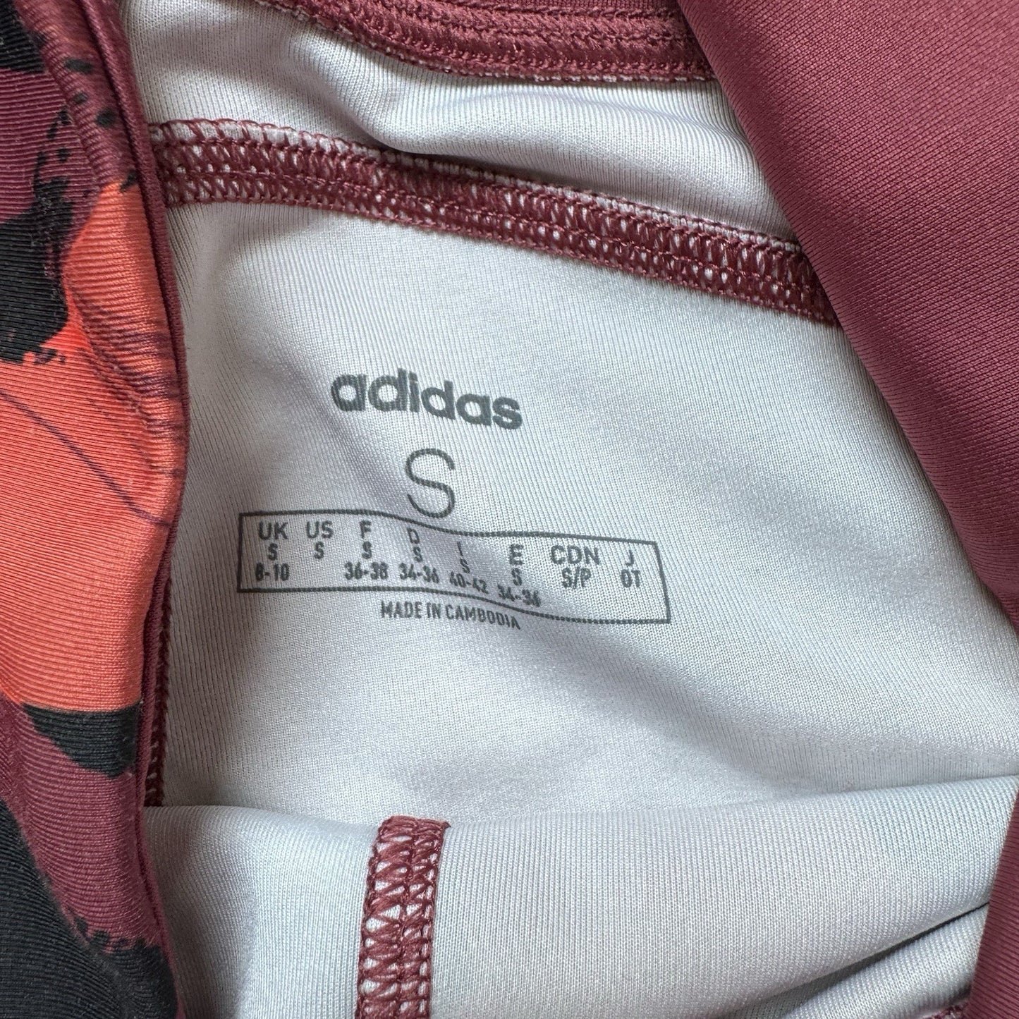 Adidas Women’s S Burgundy Red Abstract Print High Rise Leggings Small