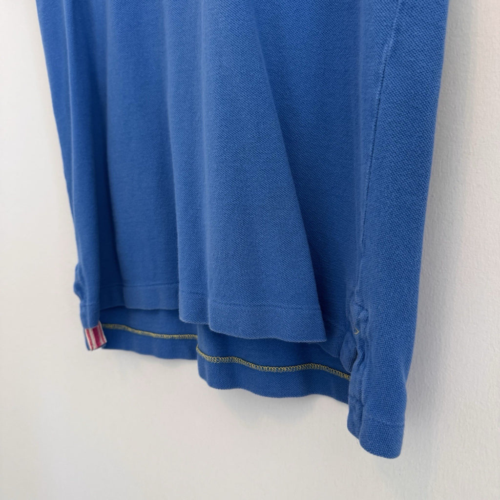 American Eagle Men's Medium Vintage Fit Polo Shirt Blue Pink Eagle Logo