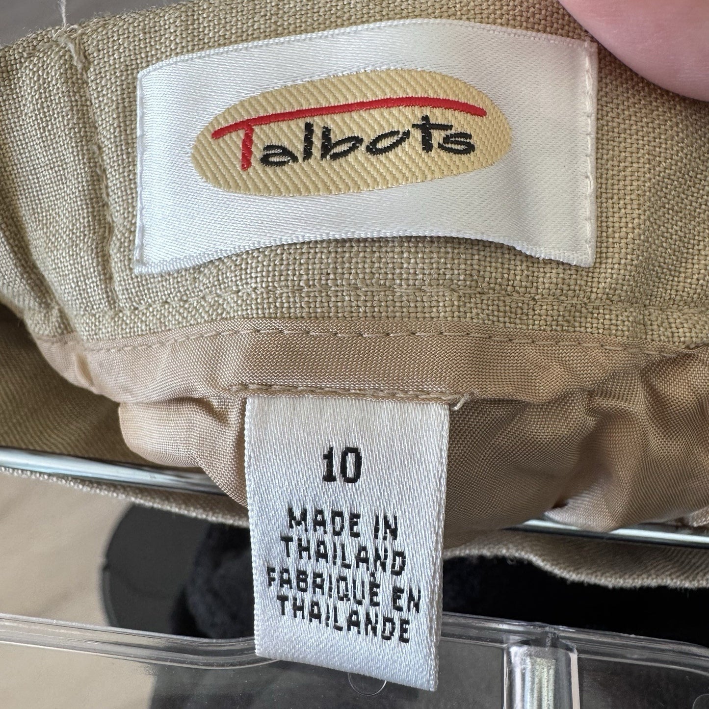 Y2K Talbots Linen Blend Skirt 10 Beige Midi Lined Classic Career