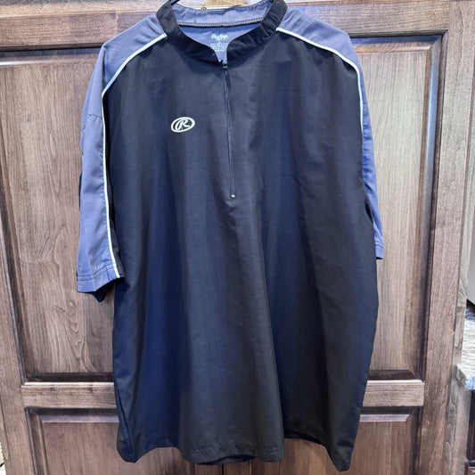 Rawlings Quarter-Zip Pullover Windshirt – Adult Large Black/Gray Athletic