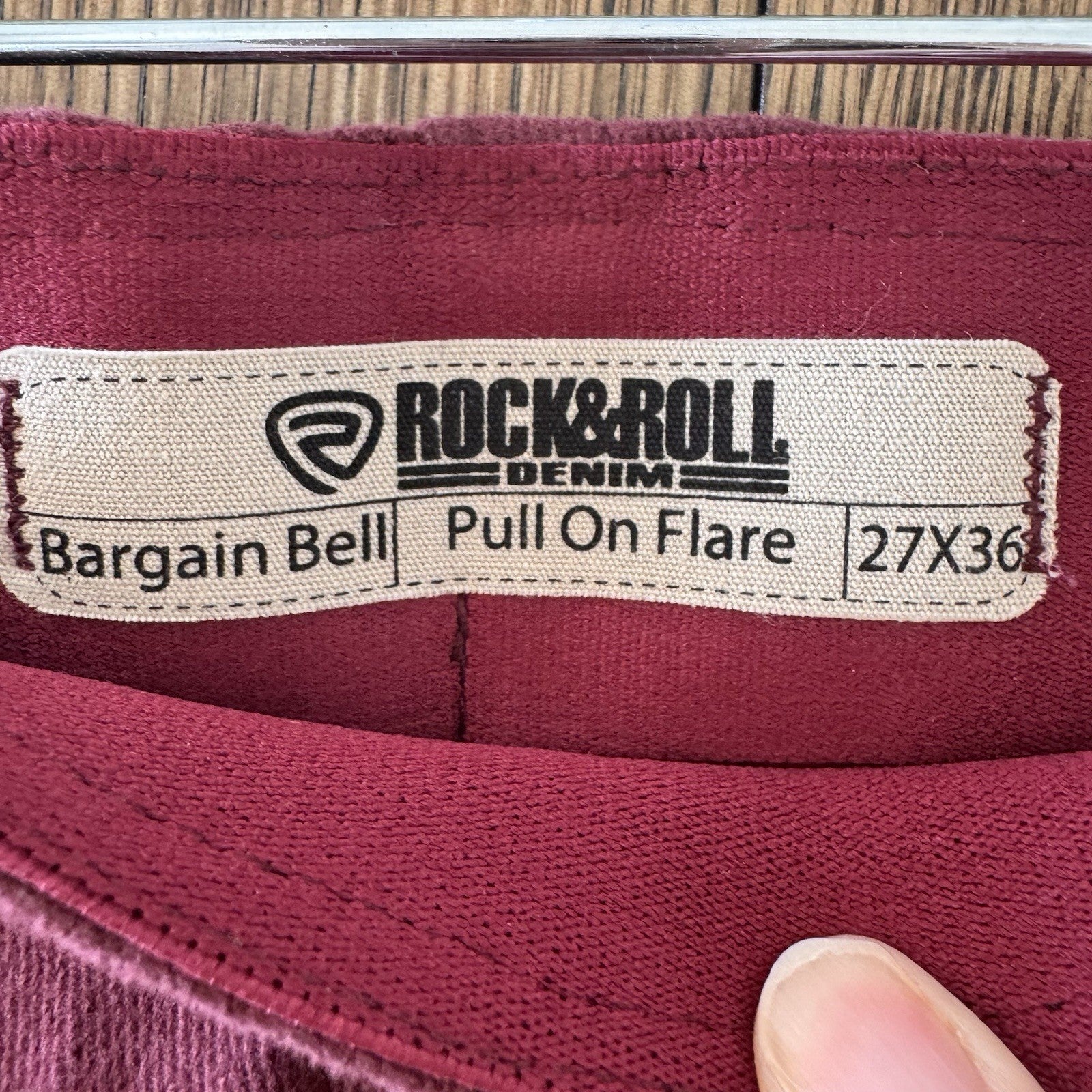 Rock & Roll Denim Bargain Bell Jeans 27x36 Plum High Rise Flare Pull On Stretch