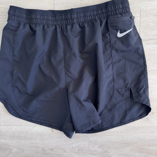 Nike Dri Fit Womens Running Shorts Black Lined Zip Pocket Size Small