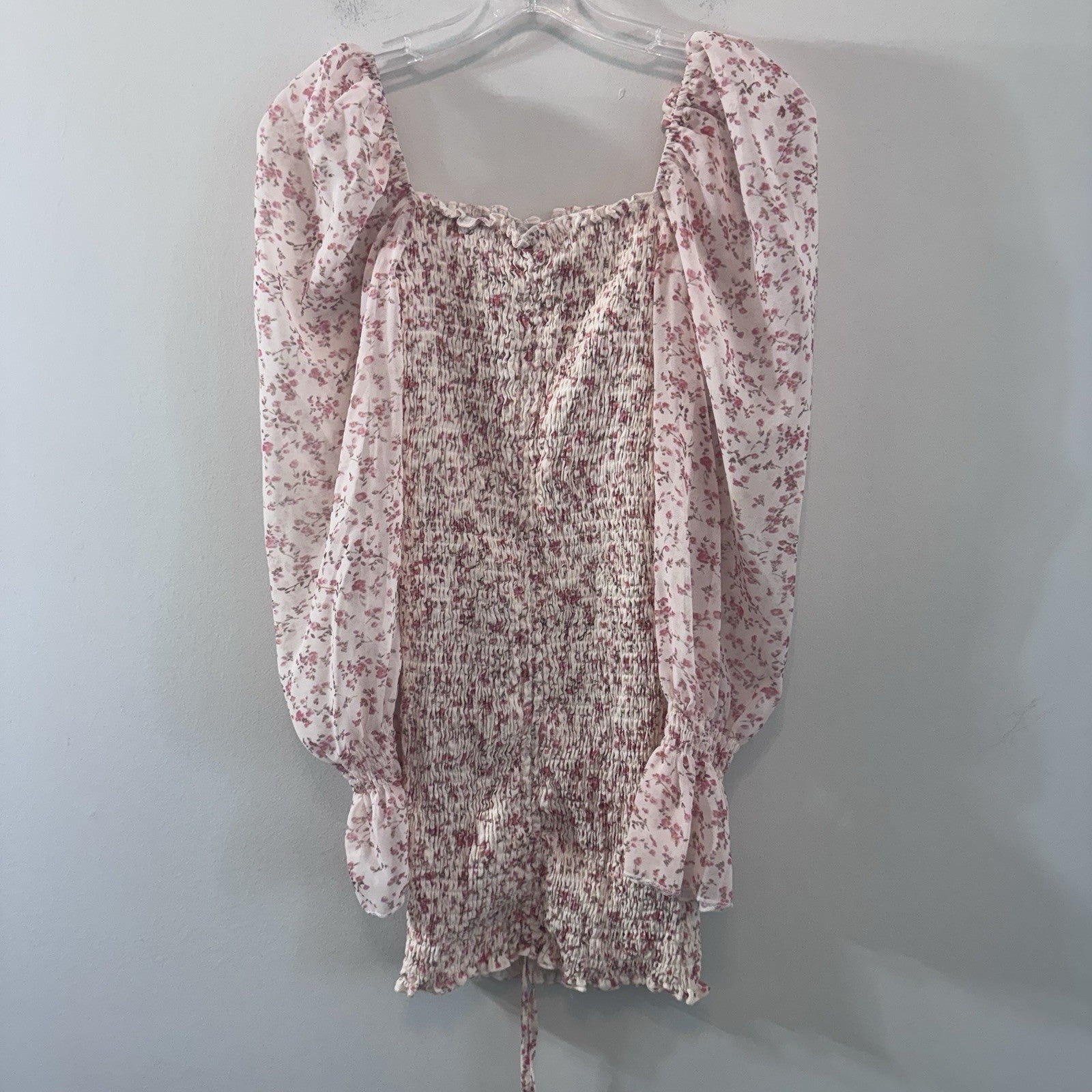 Hello Molly Floral Smocked Mini Dress Puff Sleeve Cottagecore Sz S