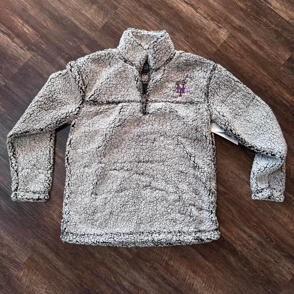 Grey New York Mets Sherpa quarter zip sweatshirt boxer craft NWT Small MLB