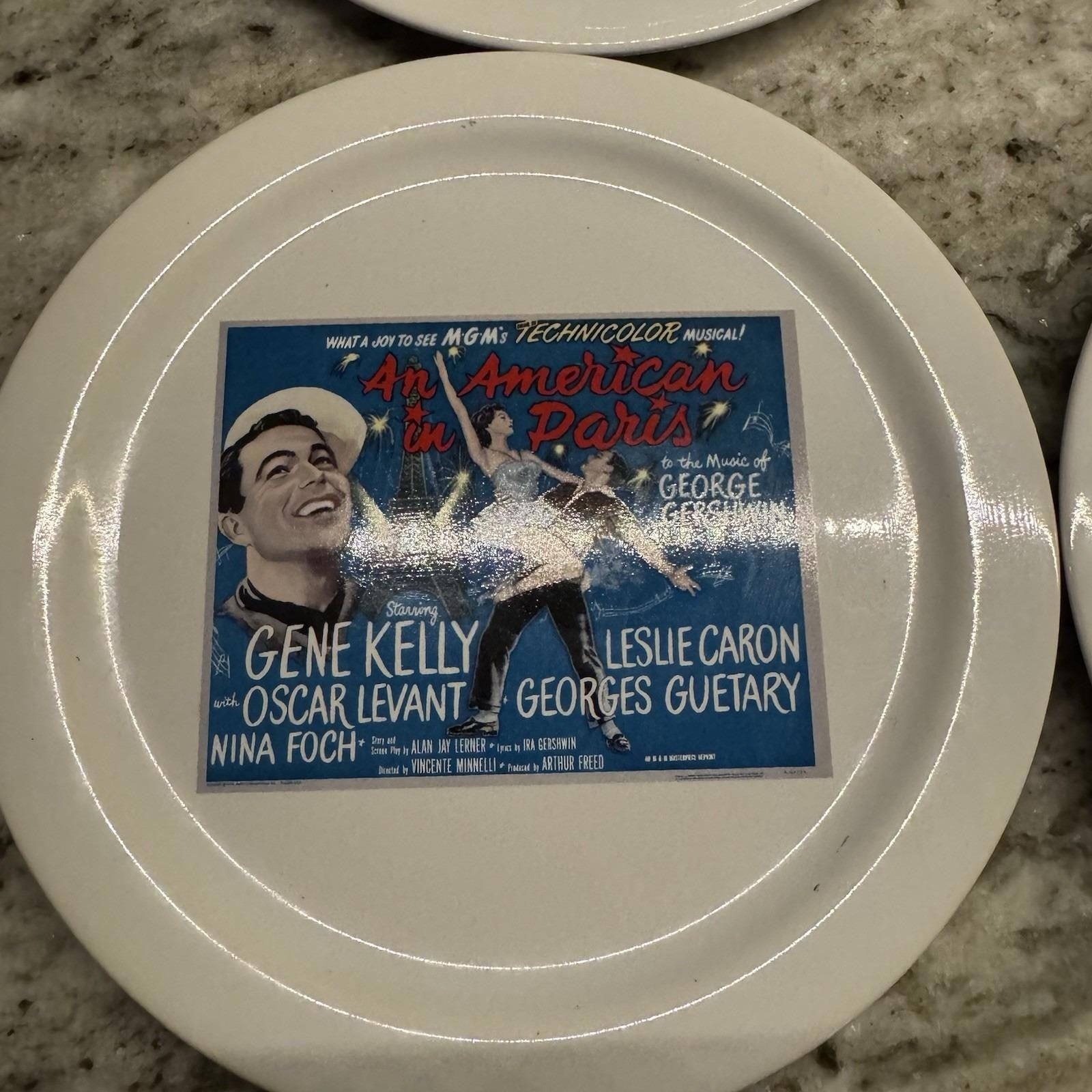 POTTERY BARN Ceramic Plates Set of 4 HOLLYWOOD Classic Movies tcm 8" Diameter