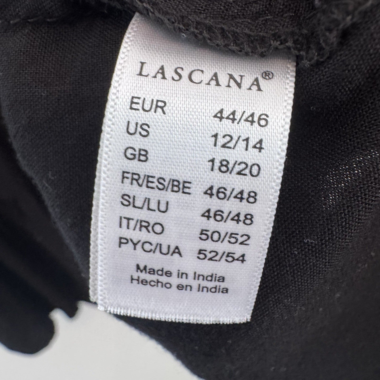 LASCANA Black Boho Tunic Dress Womens US 12/14 Bell Sleeve Crochet Trim