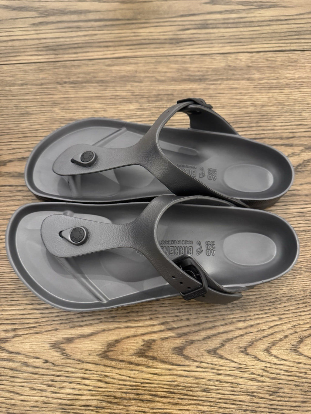 Birkenstock Unisex Dark Gray-Thong Sandals Size 40- Sz 9 Brand New W Box