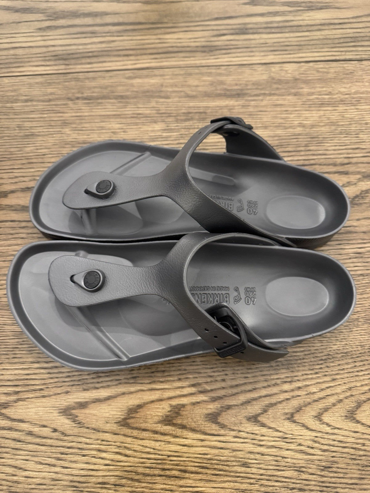 Birkenstock Unisex Dark Gray-Thong Sandals Size 40- Sz 9 Brand New W Box