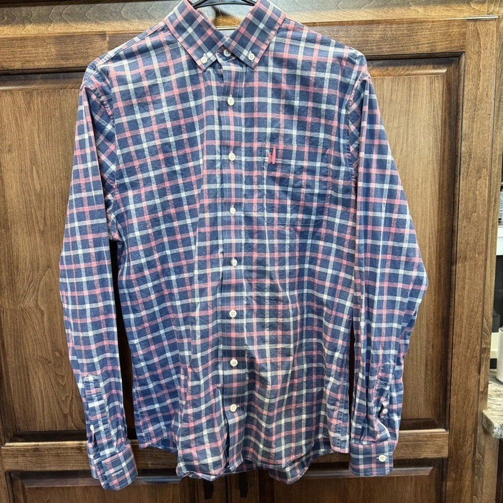 Johnnie-O Hangin' Out Plaid Button Down Shirt Medium Wake Style JMWL4290 Preppy