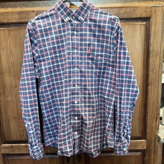 Johnnie-O Hangin' Out Plaid Button Down Shirt Medium Wake Style JMWL4290 Preppy