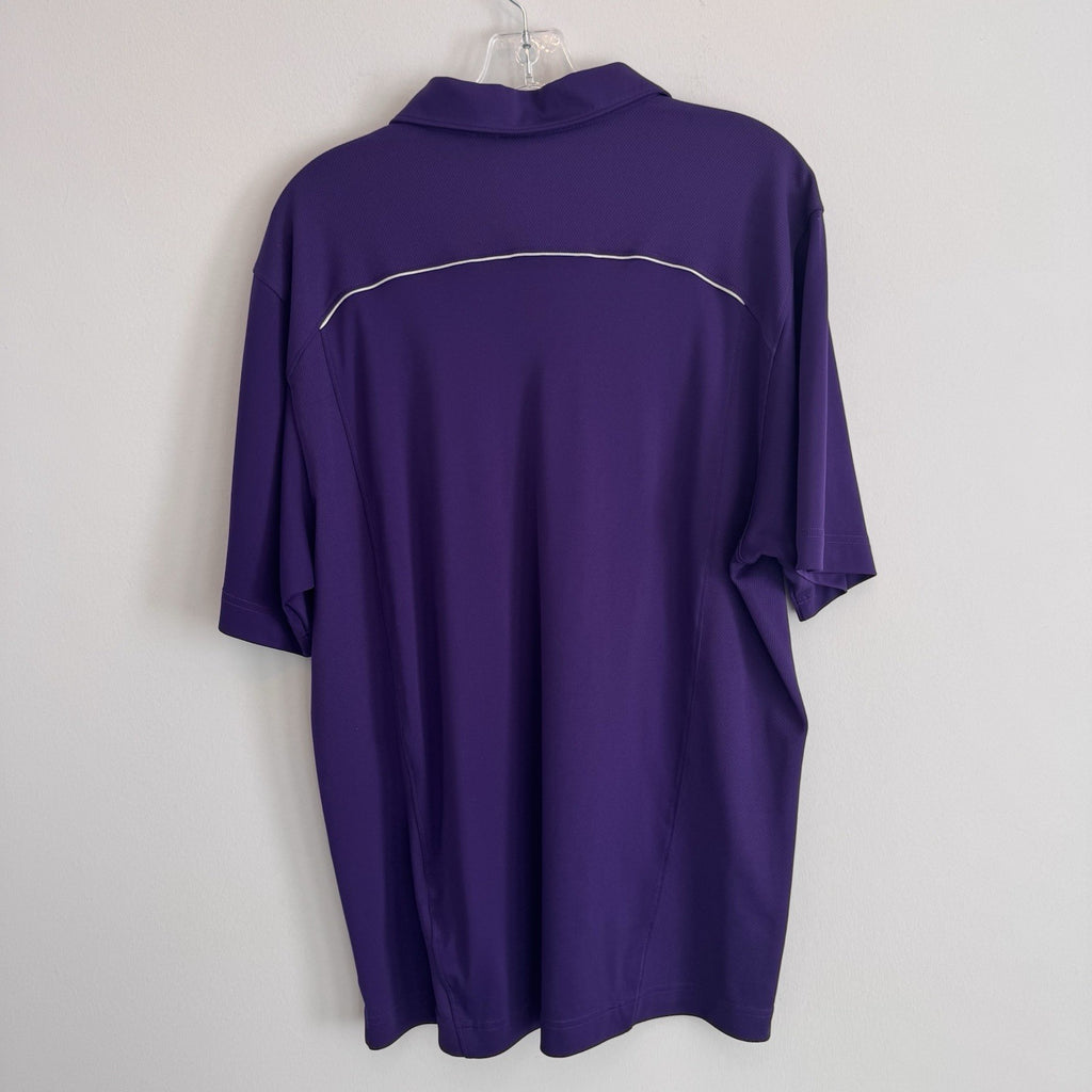 LSU Tigers Polo Shirt Cutter & Buck CB DryTec Purple Golf Polo L 