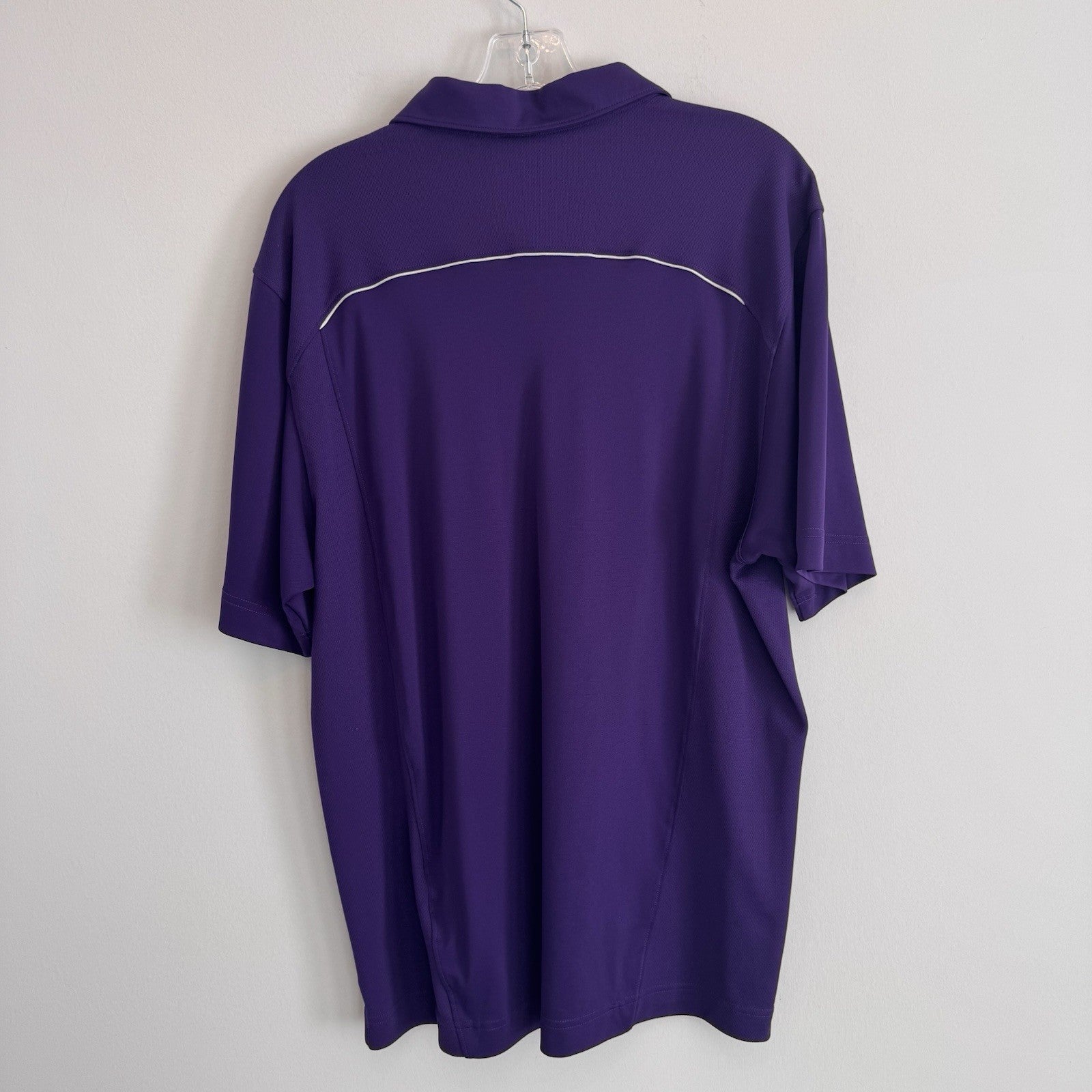 LSU Tigers Polo Shirt Cutter & Buck CB DryTec Purple Golf Polo L 