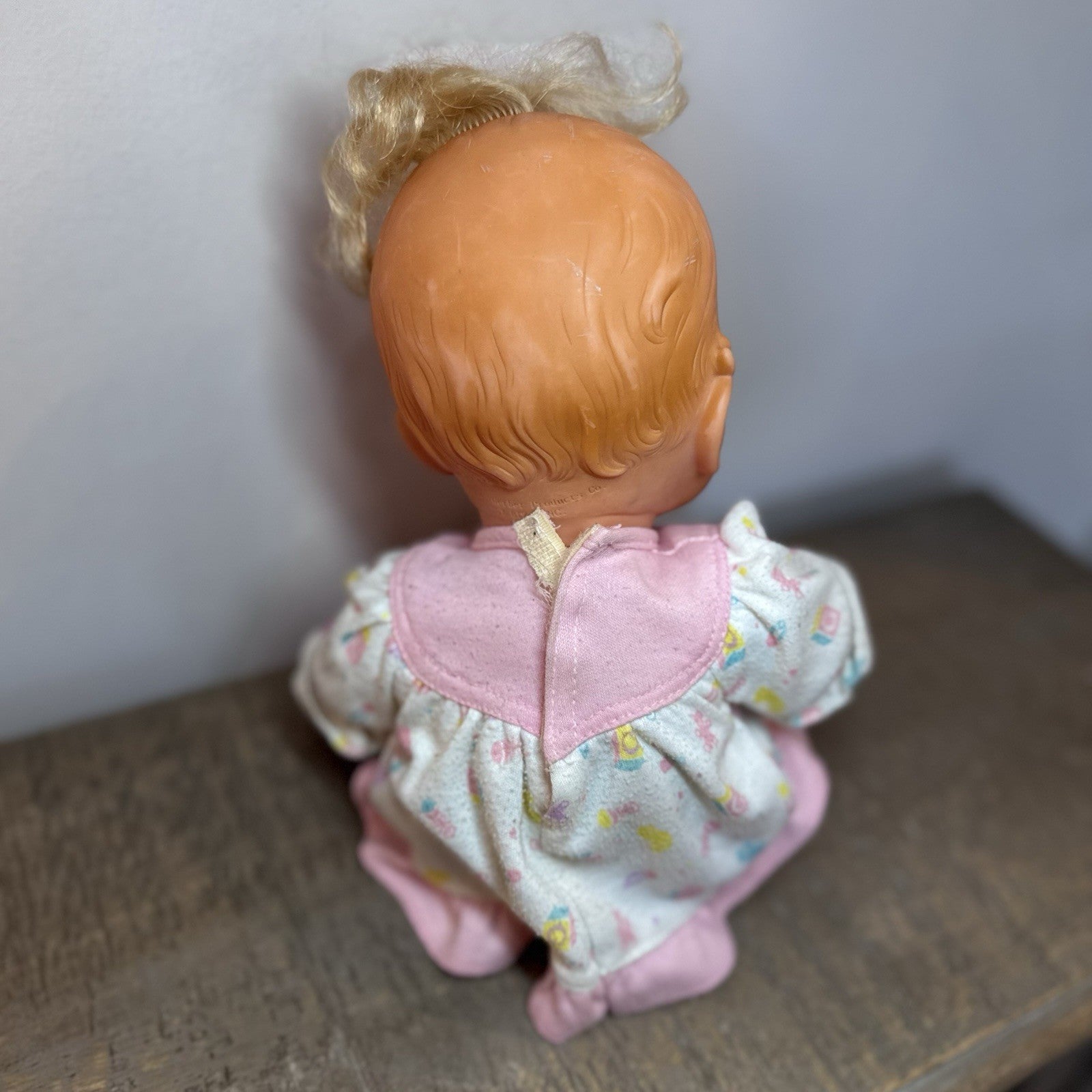 Vintage 1994 Gerber Toy Biz Baby Doll 15” Blonde Blue Eyes Teddy Bear Outfit VTG