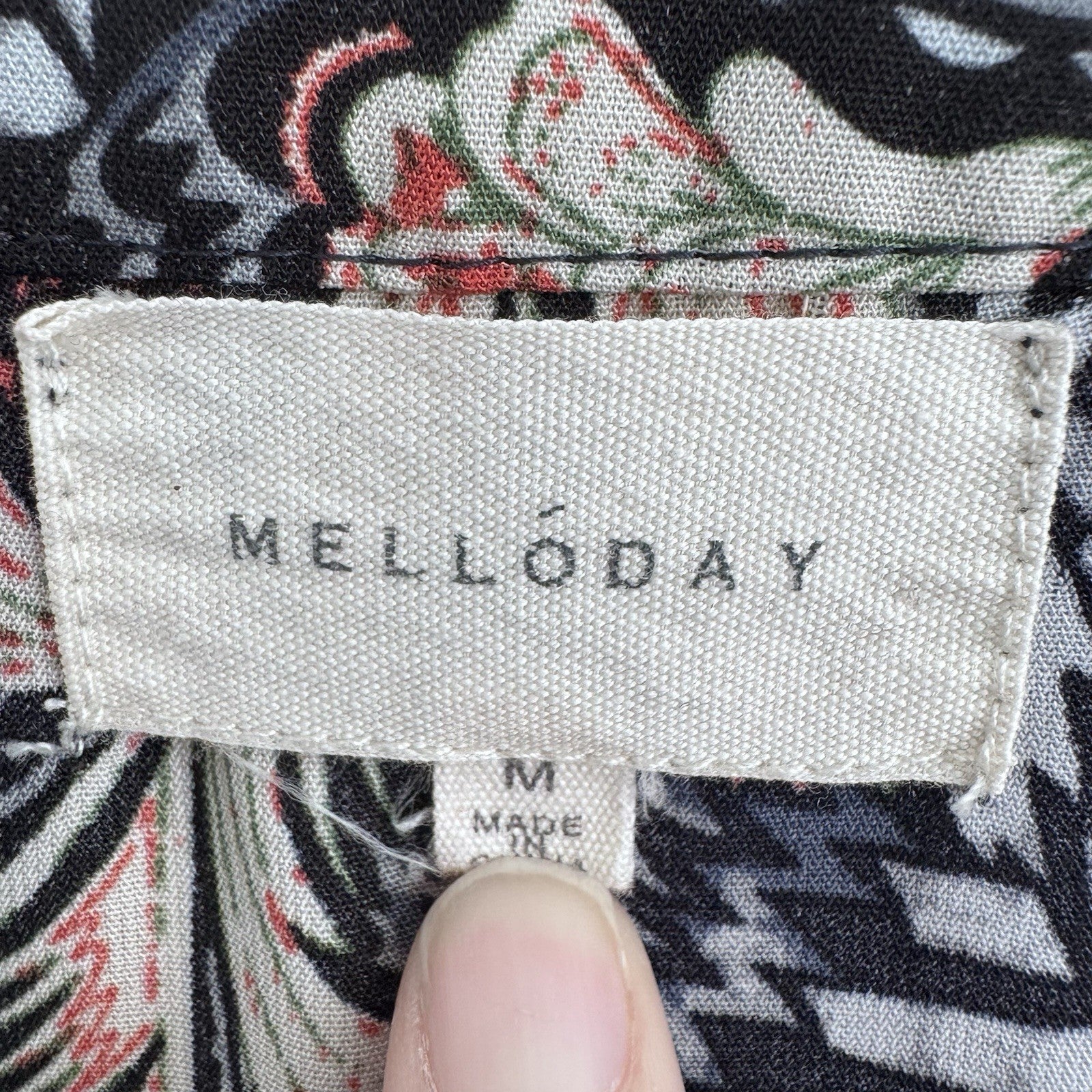 Melloday Womens M Floral Button Front Dress Long Sleeve Boho