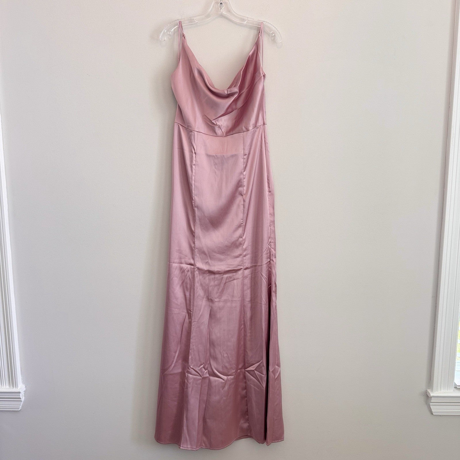 Maniju Women's Mauve  Maxi Dress Size Medium Cowl Neck Formal Evening Gown Prom