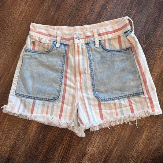 American Eagle Outfitters AEO Red White Blue Patriotic Mom Shorts Jean Size 4