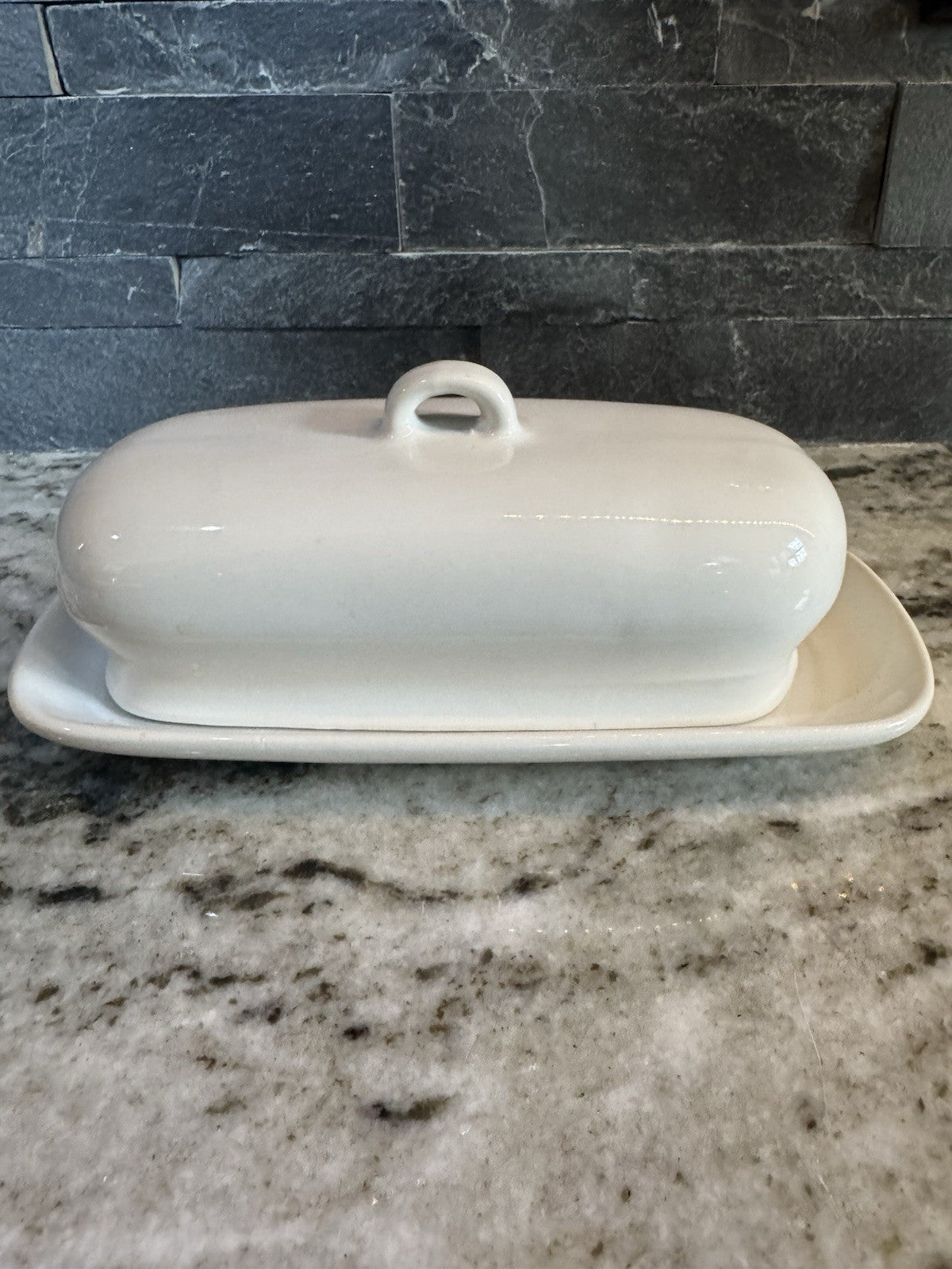 Rare Vintage Butter Dish Bows Ribbon White Pink Blue Ceramic