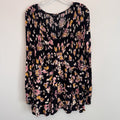 Torrid Floral Babydoll Blouse Size 2 Black Pink Smocked Boho Top Women’s