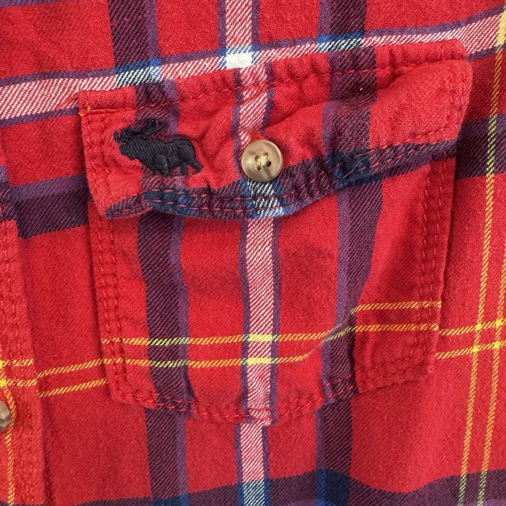 Abercrombie & Fitch Plaid Button Up Shirt XS Red Pink Cotton Flannel