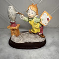 VTG Charles Serouya Young Artist Figurine Little Painter Girl  Child Sculpture